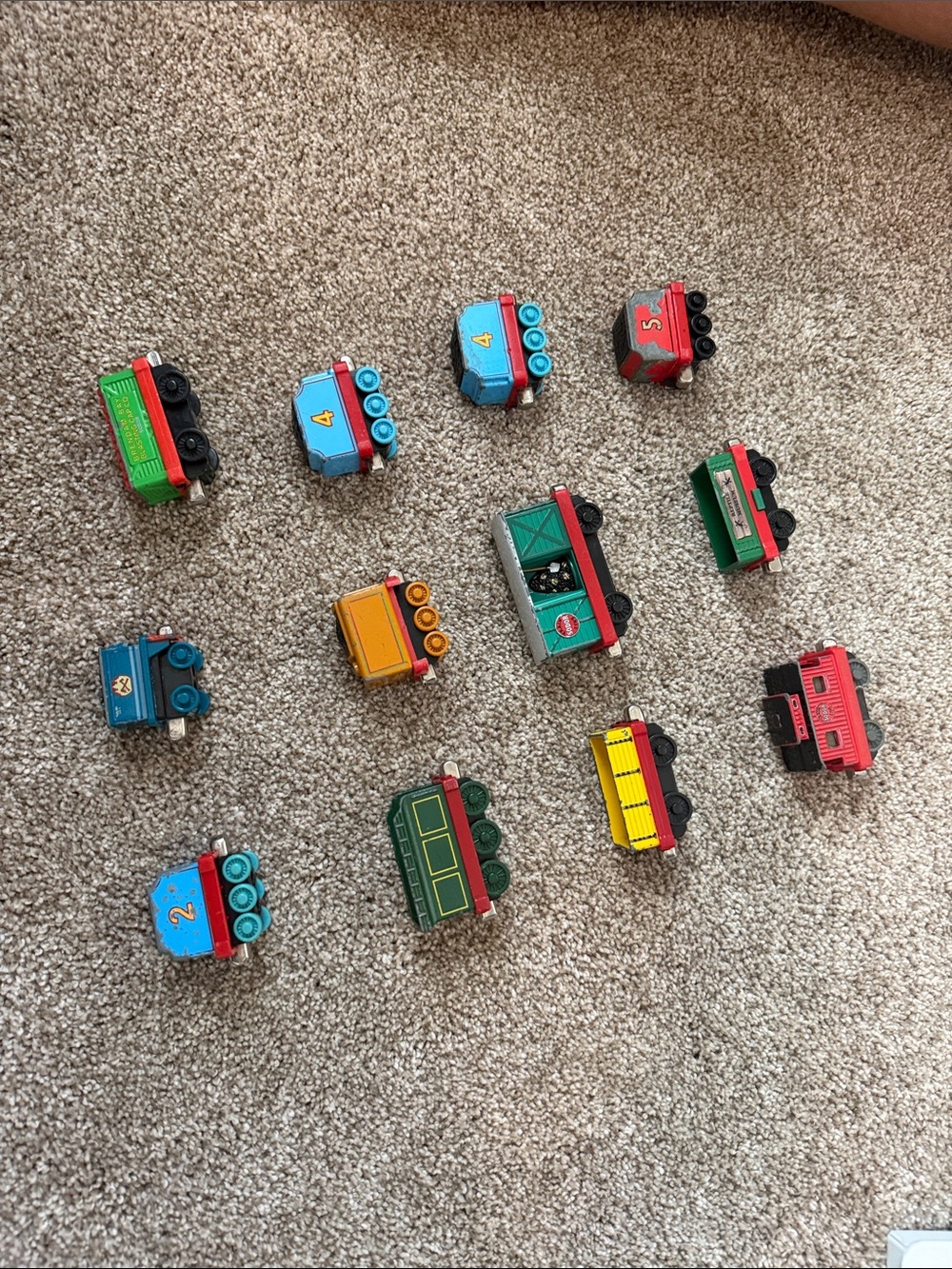 Thomas & Friends Small Colorful Train Cars Set - Blue, Red, Green, Yellow